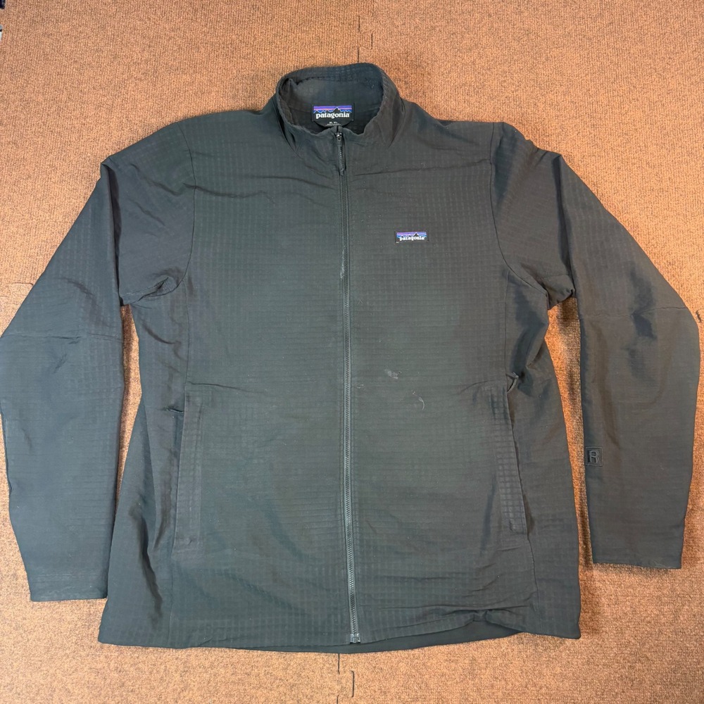 B- Patagonia R1 TechFace Jacket Mens XL Black Full Zip Grid Fleece Midlayer XL